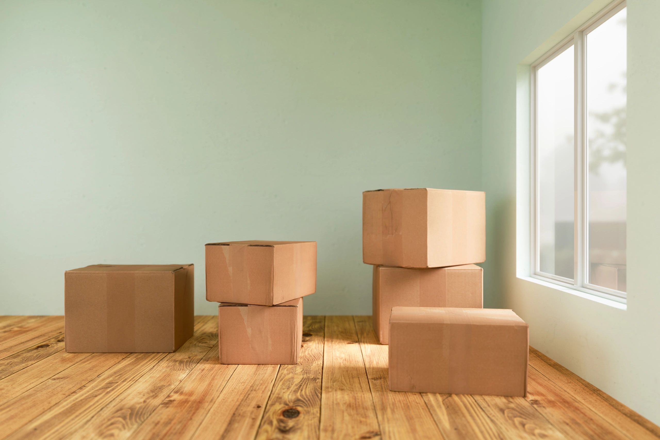 Packed boxes representing delivery transit